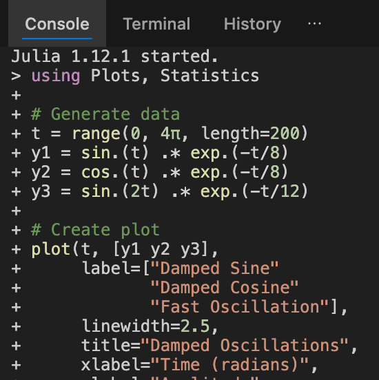 Julia programming language support in Erdos